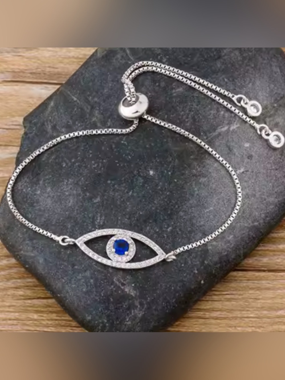 New Blue Evil Eye Slider Bracelet